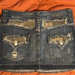 J-Star Denim Mini Skirt Size 1/2 with Camo inserts on the back